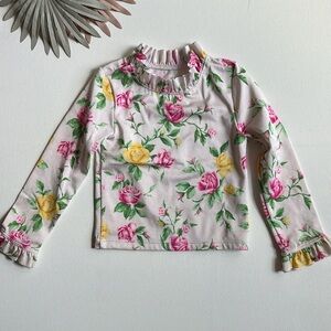 Janie and Jack Floral Long Sleeve Rashguard Top with Ruffle Details  - 2T